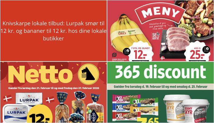 Knivskarpe lokale tilbud: Lurpak smør til 12 kr. og bananer til 12 kr. hos dine lokale butikker