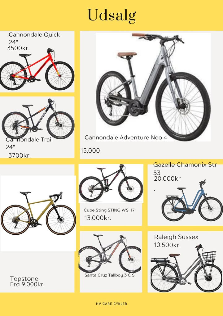 Udsalg på kvalitetscykler hos HV CARE