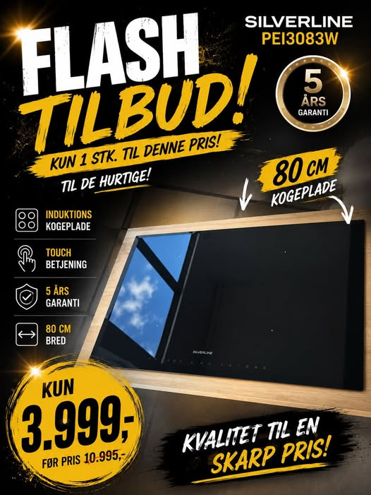 Skousen Herning tilbyder Silverline induktionskogeplade til 3.999 kr.