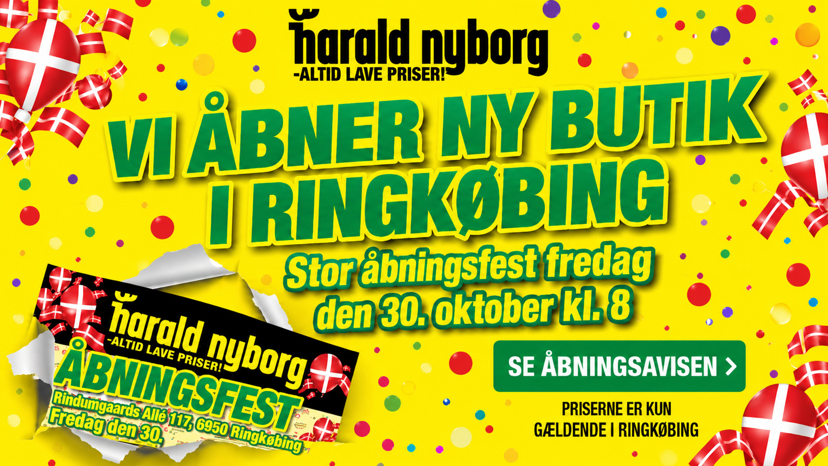 Harald Nyborg åbner ny butik i Ringkøbing med stor åbningsfest