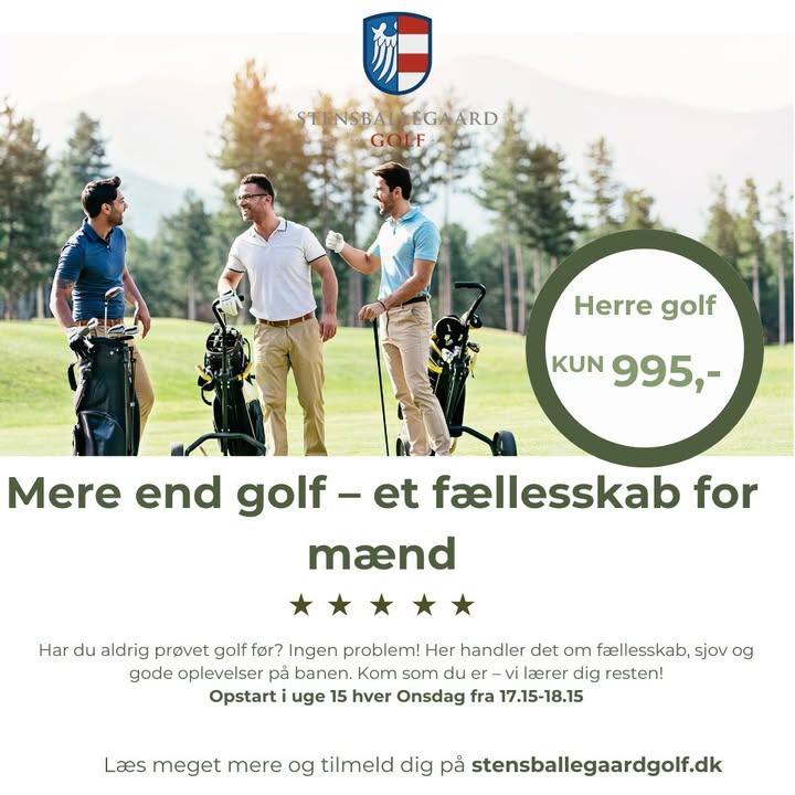 StensballeGaard Golfklub inviterer til herregolf – fællesskab og sjov for kun 995,-