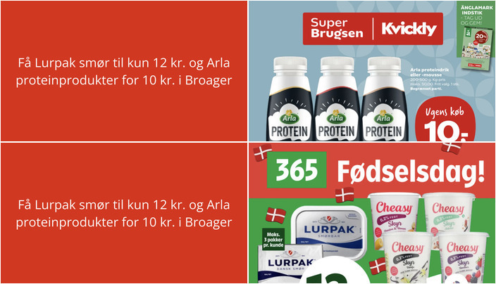 Få Lurpak smør til kun 12 kr. og Arla proteinprodukter for 10 kr. i Broager