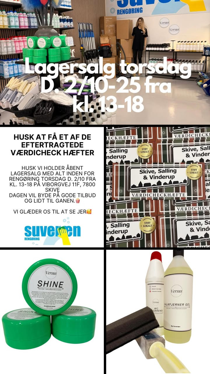 Suveræn Rengøring inviterer til åbent lagersalg med gode tilbud og værdicheckhæfter