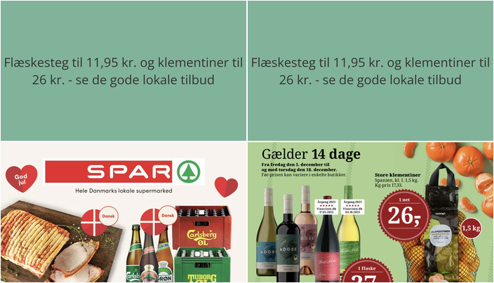Flæskesteg til 11,95 kr. og klementiner til 26 kr. - se de gode lokale tilbud