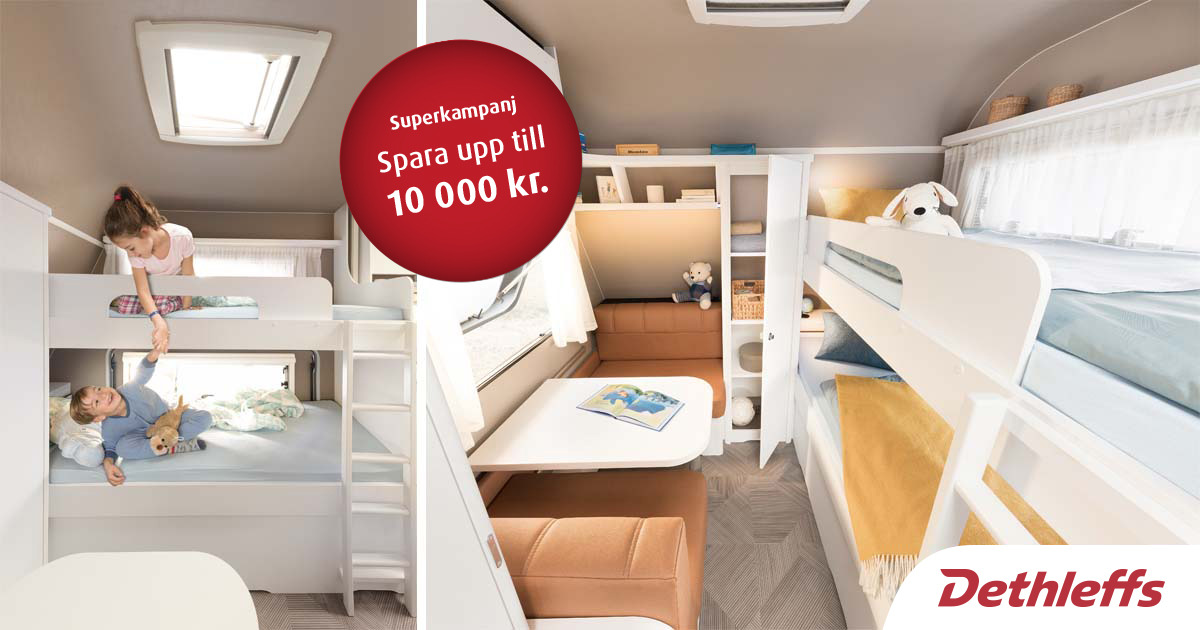 Hinshøj Caravan: Dethleffs c'go UP giver børnene deres eget rum i campingvognen – få op til 12.000 kr. i gratis ekstraudstyr