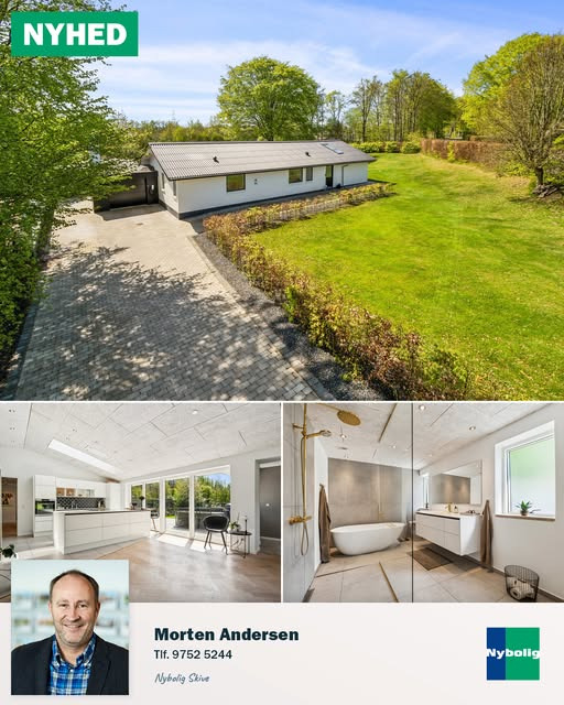 Nybolig Skive I/S fremhæver moderne villa nær Limfjorden med ideel beliggenhed for familier