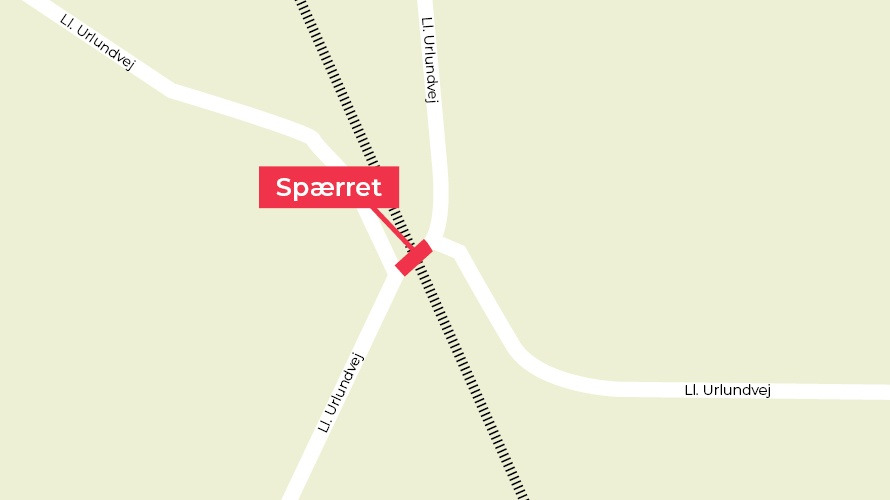 Ll Urlundvej spærres ved jernbaneoverkørsel i to dage på grund af renovering