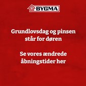 Bygma Kerteminde informerer om ændrede åbningstider i forbindelse med grundlovsdag og pinse
