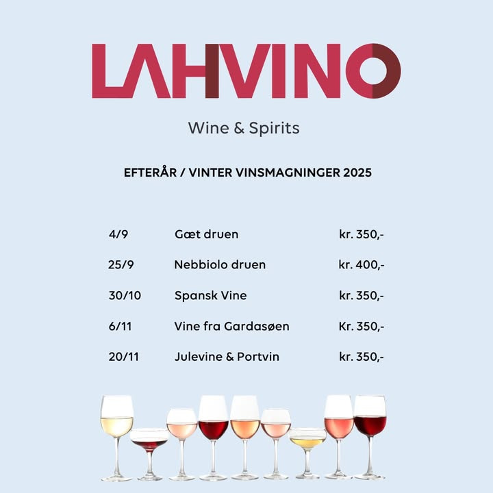Efterår og vinter vinsmagninger 2025 hos Lahvino Wine & Spirits