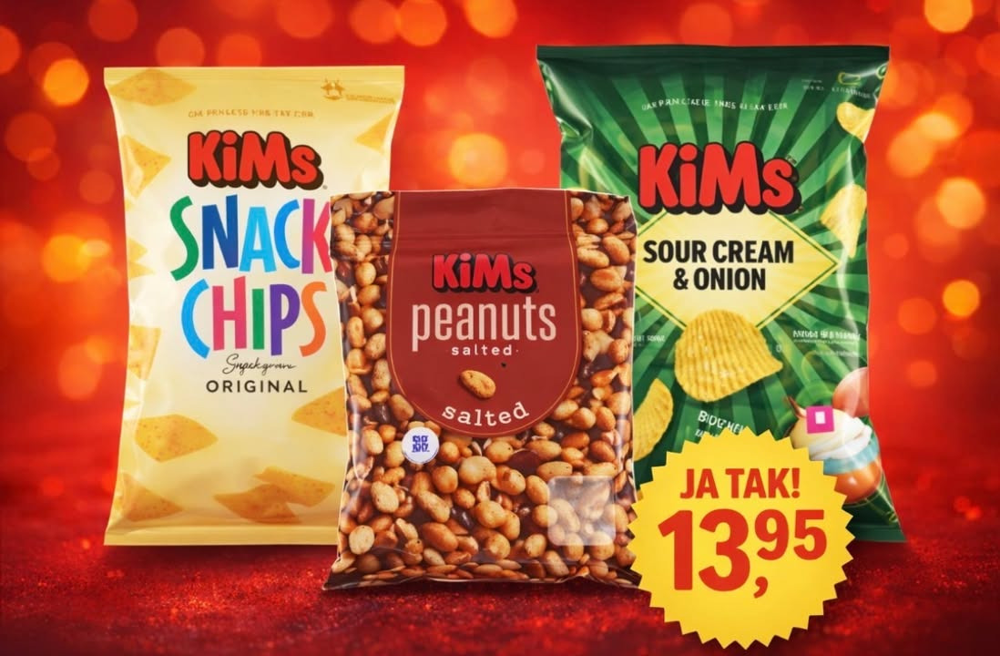 MENY Hobro tilbyder skarpe priser på Kims chips og nødder til afhentning i butikken