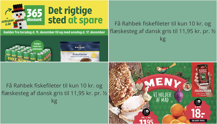 Få Rahbek fiskefileter til kun 10 kr. og flæskesteg af dansk gris til 11,95 kr. pr. ½ kg