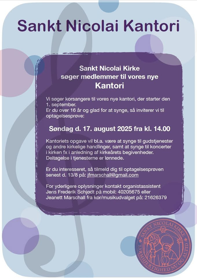 Vil du til optagelsesprøve i Sankt Nicolai Kantori?