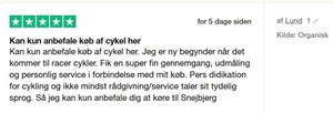 PER P. CYKLER glæder sig over positiv Trustpilot-anmeldelse efter påskeferie
