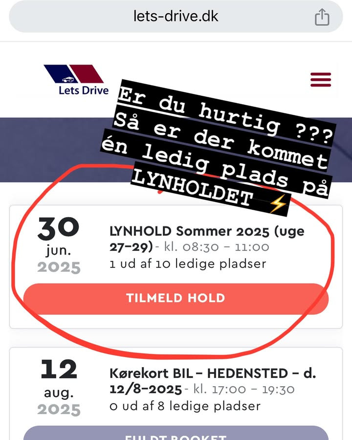 Lets Drive annoncerer ledig plads p&#xE5; eftertragtet lynhold