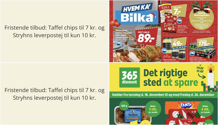 Fristende tilbud: Taffel chips til 7 kr. og Stryhns leverpostej til kun 10 kr.