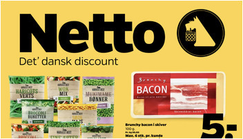 Brunchy bacon til kun 5 kr. og dansk kyllingebrystfilet til 25 kr. - tjek de lokale Netto-tilbud