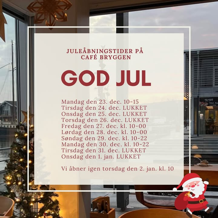 Café Bryggens juleåbningstider byder på let frokost før og efter jul