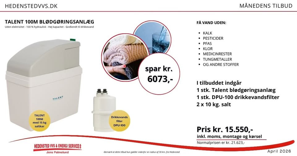 Hedensted VVS Service præsenterer månedstilbud på blødere og renere vand