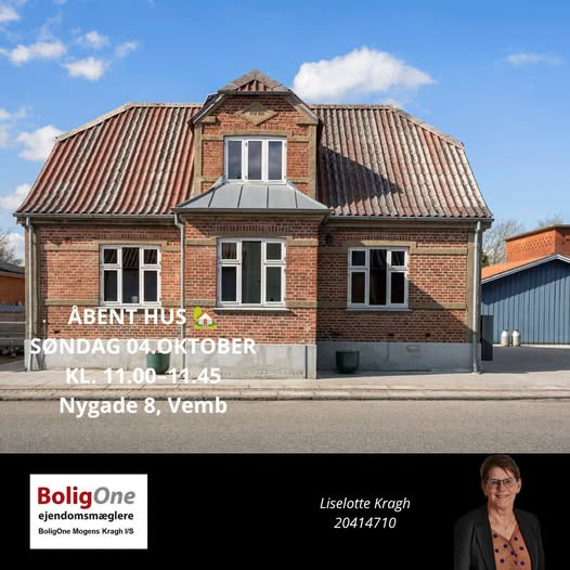 BoligOne Mogens Kragh I/S holder åbent hus med tilmelding på Nygade 8 i Vemb
