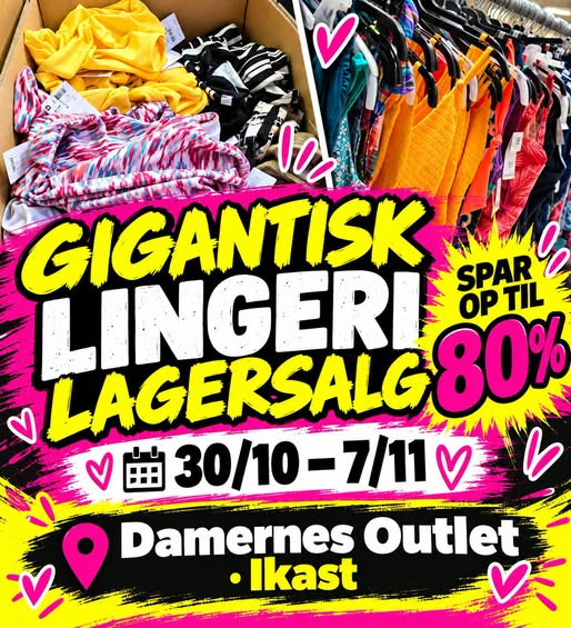 Lagersalg.com annoncerer op til 80% på Chantelle, Aubade og Woron hos Damernes Outlet i Ikast fra 30. oktober
