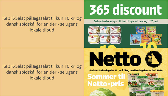 Køb K-Salat pålægssalat til kun 10 kr. og dansk spidskål for en tier - se ugens lokale tilbud