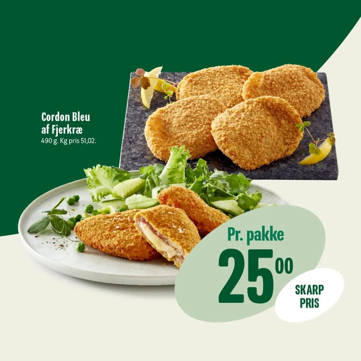 Min Købmand, Nim tilbyder cordon bleu af fjerkræ til skarp pris i denne uge