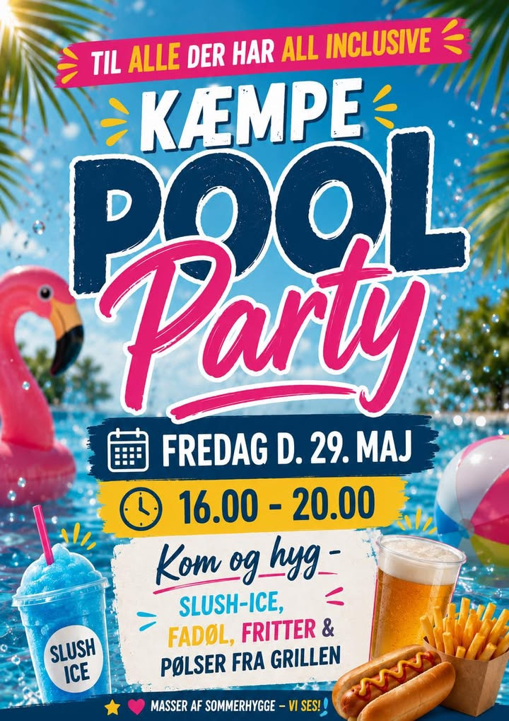 Mejrup Kultur- og Fritidscenter inviterer All Inclusive-købere til pool party på fredag