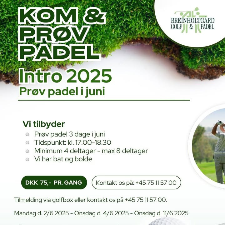 Breinholtgård Golf Klub inviterer til padel-introduktion i juni
