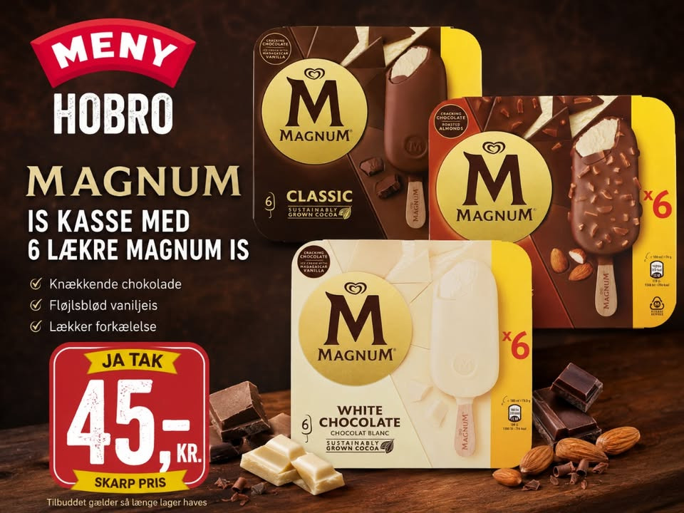 MENY Hobro tilbyder Magnum 6-pak til 45 kr