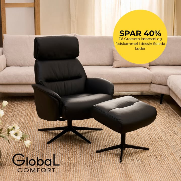 Bolighuset Thisted tilbyder stor rabat på Grosseto lænestol og fodskammel