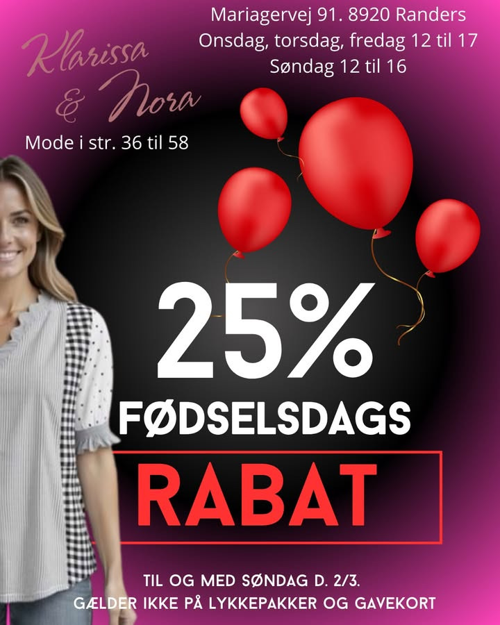 Klarissa & Nora fejrer fødselsdag med 25% rabat og chance for at vinde dit køb tilbage