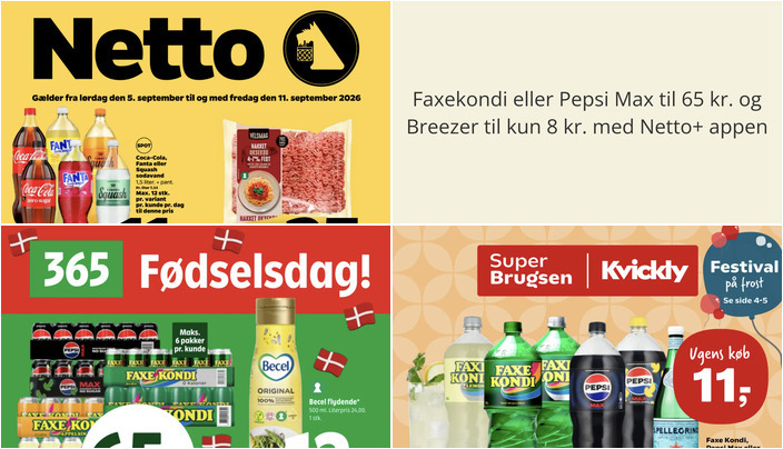 Faxekondi eller Pepsi Max til 65 kr. og Breezer til kun 8 kr. med Netto+ appen