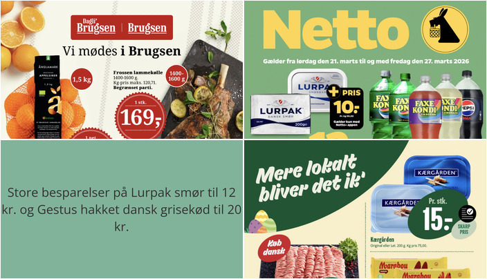 Store besparelser på Lurpak smør til 12 kr. og Gestus hakket dansk grisekød til 20 kr.