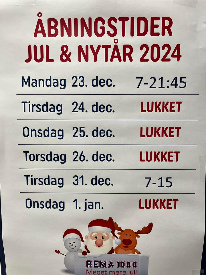 Sidste chance for juleindkøb hos REMA 1000 Nykøbing Mors i dag