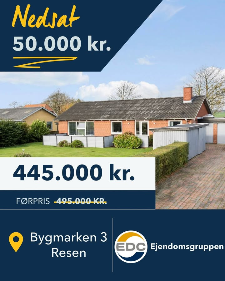 EDC Ejen­doms­grup­pen Struer sænker prisen på Bygmarken 3 i Resen med 50.000 kr.