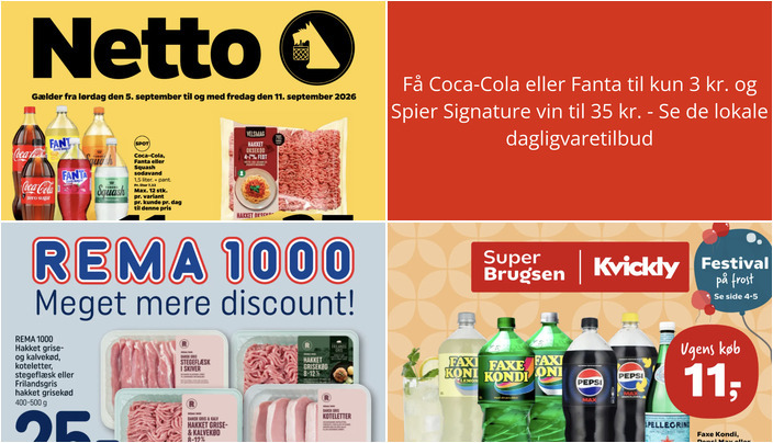 Få Coca-Cola eller Fanta til kun 3 kr. og Spier Signature vin til 35 kr. - Se de lokale dagligvaretilbud