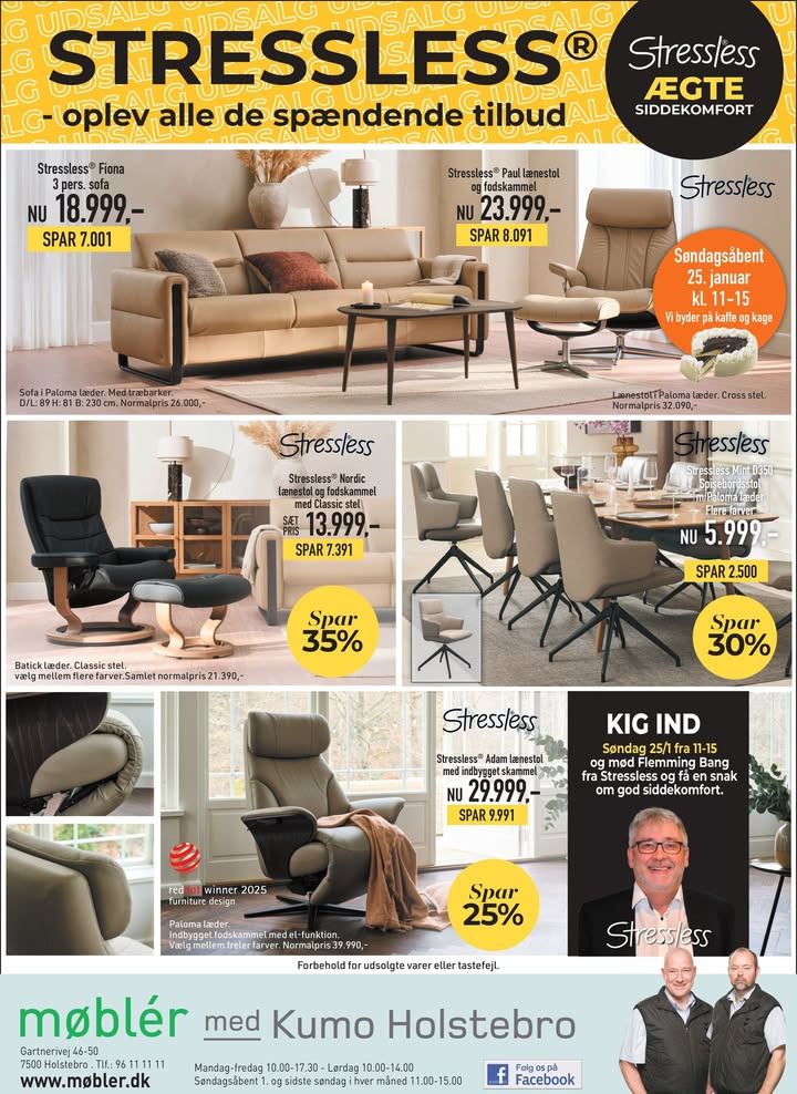 Stressless-dage hos Møblér med Kumo Holstebro: Mød Flemming Bang og nyd kaffe og kage 