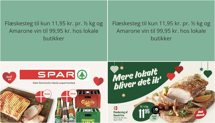 Flæskesteg til kun 11,95 kr. pr. ½ kg og Amarone vin til 99,95 kr. hos lokale butikker