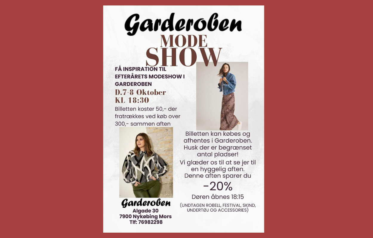 Garderoben inviterer til spændende modeshow i oktober