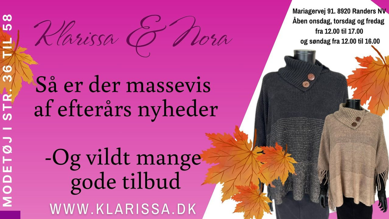 Nye strik nyheder hos Klarissa & Nora: pullover, cardigan, poncho og turtleneck