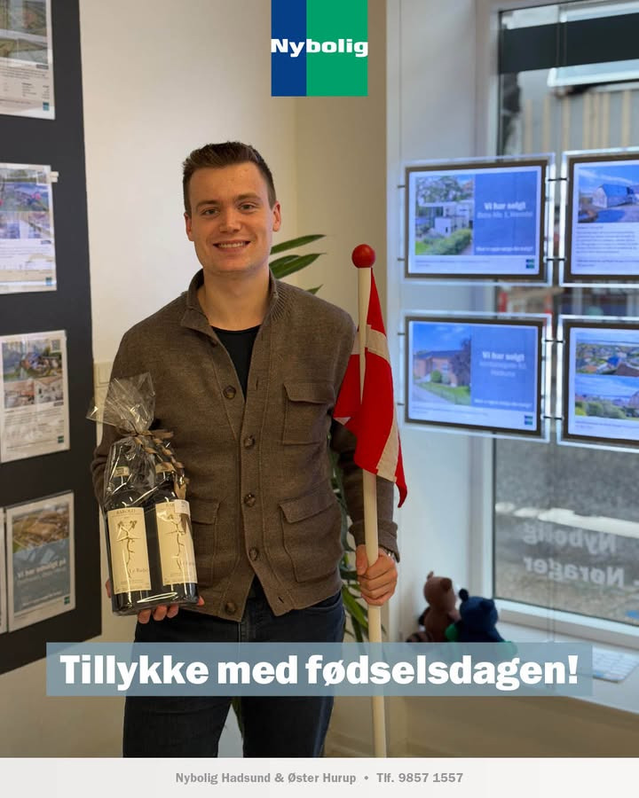 Nybolig Hadsund fejrer Jeppe med fødselsdagsfest på kontoret