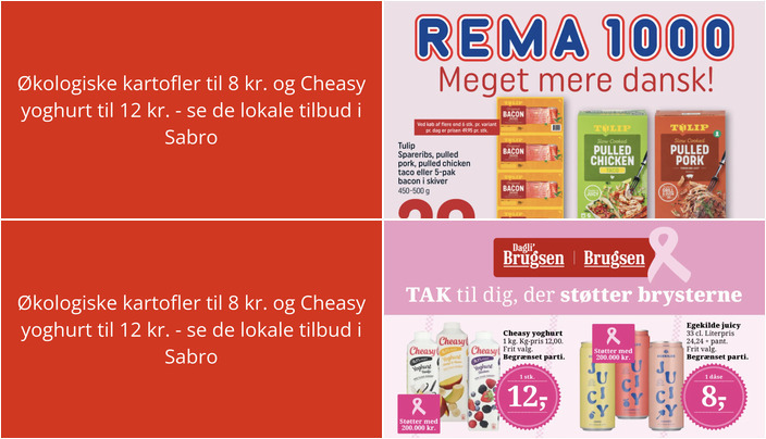 Økologiske kartofler til 8 kr. og Cheasy yoghurt til 12 kr. - se de lokale tilbud i Sabro