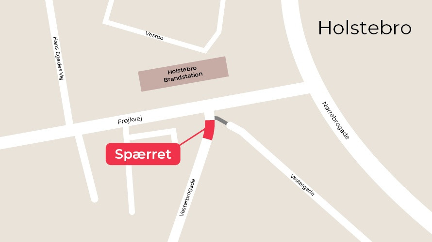 Vesterbrogade spærres ved Frøjkvej i Holstebro den 26. oktober på grund af el-arbejde