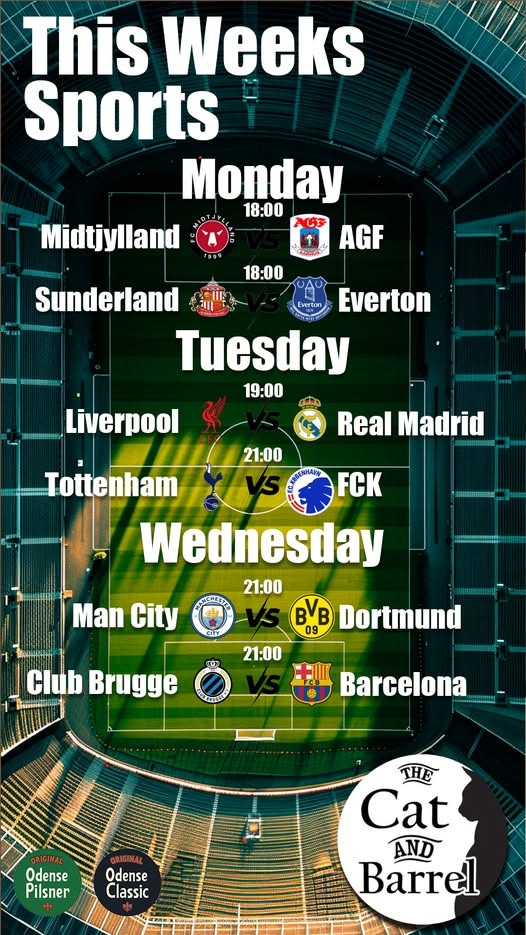 The Cat & Barrel præsenterer ugens store sportsbegivenheder