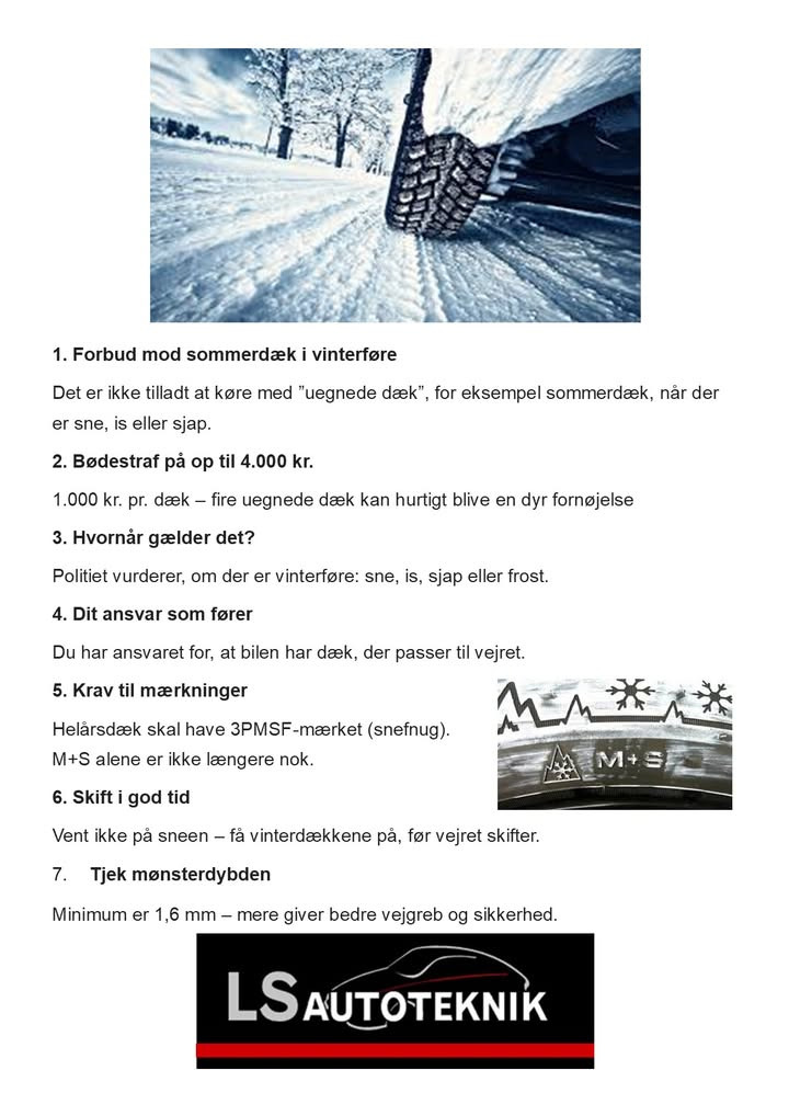 LS AUTOTEKNIK ApS informerer om nye dækregler fra 1. juli 2025