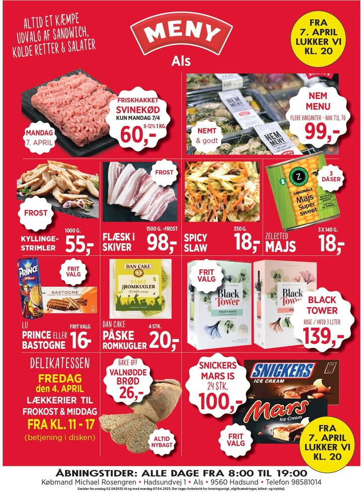 Meny Als annoncerer nye lokale priser fra 2. april