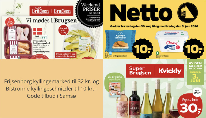 Frijsenborg kyllingemarked til 32 kr. og Bistronne kyllingeschnitzler til 10 kr. - Gode tilbud i Samsø