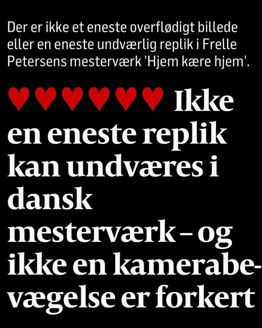 Apollon præsenterer: Hjem kære hjem får topkarakter fra Politiken