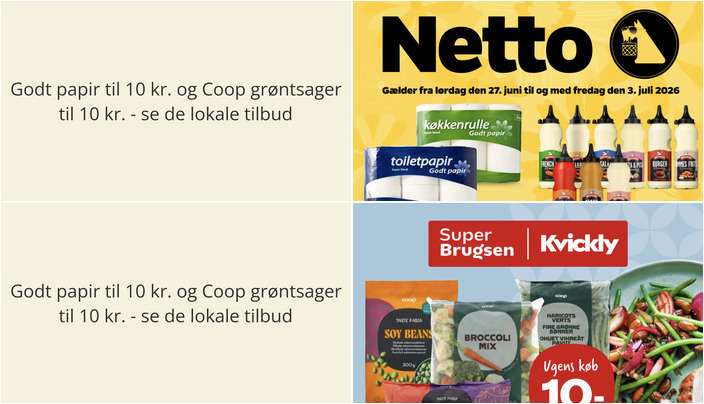 Godt papir til 10 kr. og Coop grøntsager til 10 kr. - se de lokale tilbud