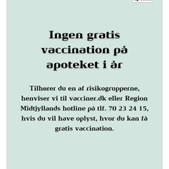 Vejlby Apotek informerer: ingen gratis vaccinationer mod influenza og covid-19 i år